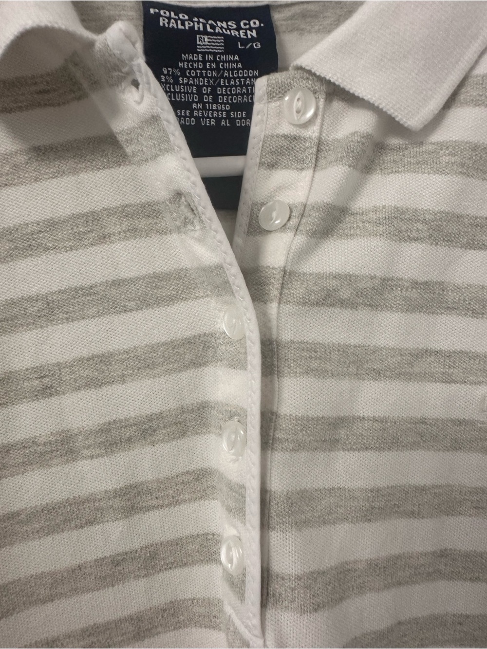 Polo Jeans Co Ralph Lauren Green Striped Cotton Polo Womens L Preppy Athleisure - Picture 4 of 6
